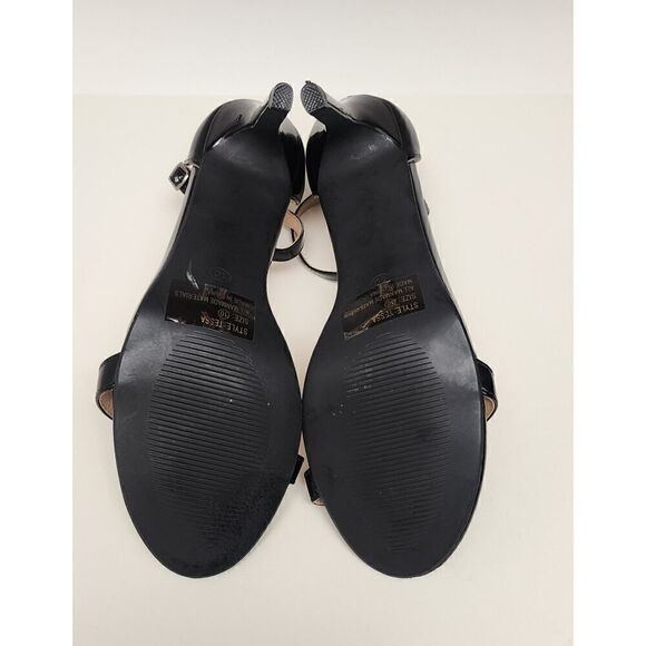 CHARLES ALBERT TESSA BLACK FAUX LEATHER ANKLE STRAP PUMP HEEL SHOES SIZE US 10 - Picture 6 of 9